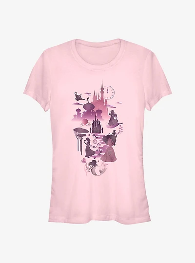 Disney Princesses And Castles Silhouttes Girls T-Shirt