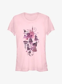 Disney Princesses And Castles Silhouttes Girls T-Shirt
