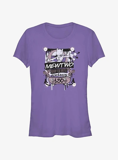 Pokemon Mewtwo Ready For Battle Girls T-Shirt
