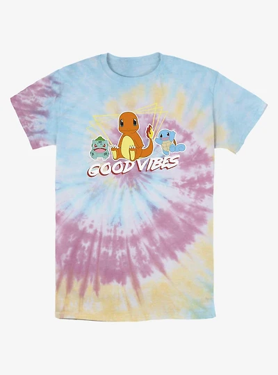 Pokemon Good Vibes Starter Pack Tie-Dye T-Shirt