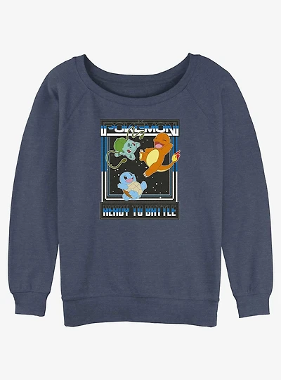 Pokemon Ready To Battle Squirtle, Bulbasaur, and Charmander Slouchy Sweatshirt