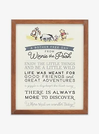 Disney Winnie The Pooh Bother Free Day Framed Wood Wall Decor