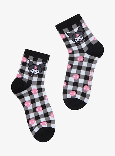 Sanrio Kuromi Gingham Quarter Crew Socks - BoxLunch Exclusive