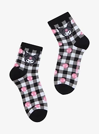 Sanrio Kuromi Gingham Quarter Crew Socks - BoxLunch Exclusive