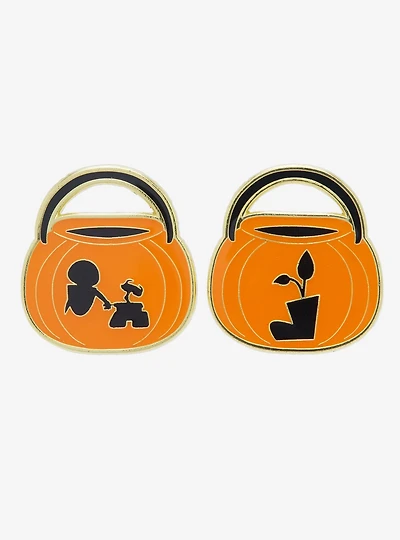 Loungefly Disney Pixar WALL-E Jack-o-Lantern Buckets EVE & WALL-E Enamel Pin Set - BoxLunch Exclusive