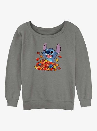 Disney Lilo & Stitch Leaf Pile Womens Slouchy Sweatshirt
