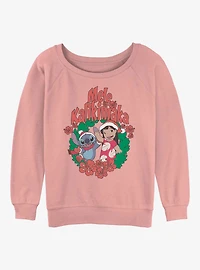 Disney Lilo & Stitch Mele Kalikimaka Wreath Womens Slouchy Sweatshirt