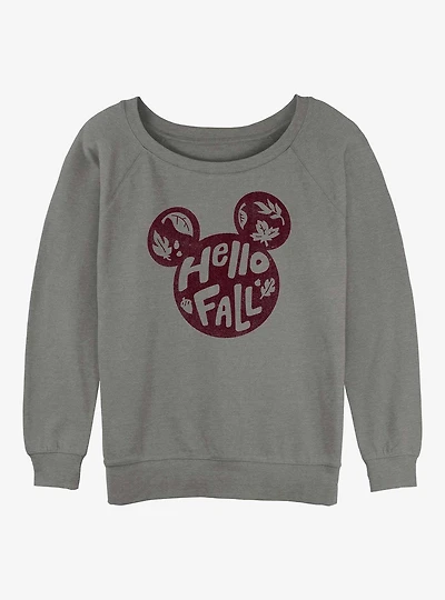 Disney Mickey Mouse Hello Fall Womens Slouchy Sweatshirt