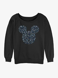 Disney Mickey Mouse Snowflakes Ear Womens Slouchy Sweatshirt