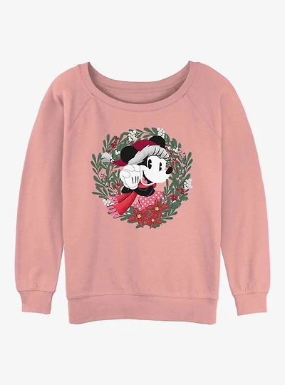 Disney Minnie Mouse Wreath Womens Slouchy Sweatshirt