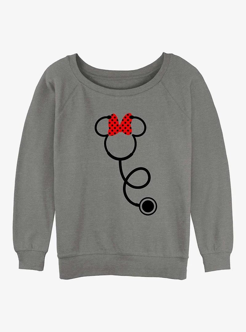 Disney Minnie Mouse Stethoscope Womens Slouchy Sweatshirt