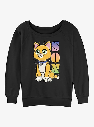 Disney Pixar Lightyear Sox Robot Cat Womens Slouchy Sweatshirt