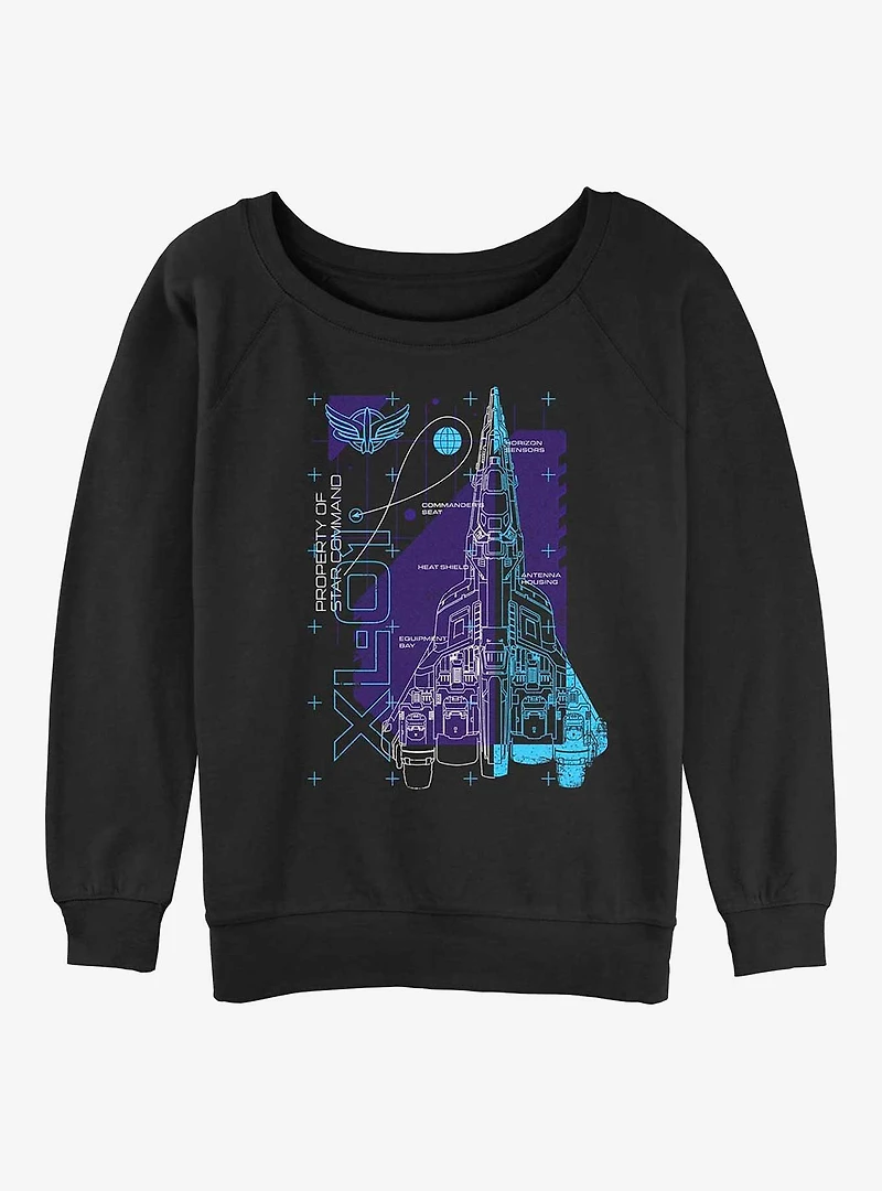Disney Pixar Lightyear XL-01 Spaceship Schematic Womens Slouchy Sweatshirt