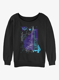 Disney Pixar Lightyear XL-01 Spaceship Schematic Womens Slouchy Sweatshirt