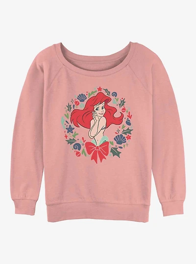 Disney The Little Mermaid Festive Ariel Wreath Womens Slouchy Sweatshirt