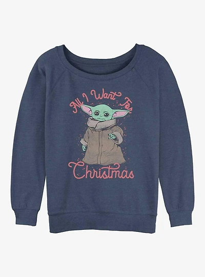 Star Wars The Mandalorian Christmas Child Womens Slouchy Sweatshirt