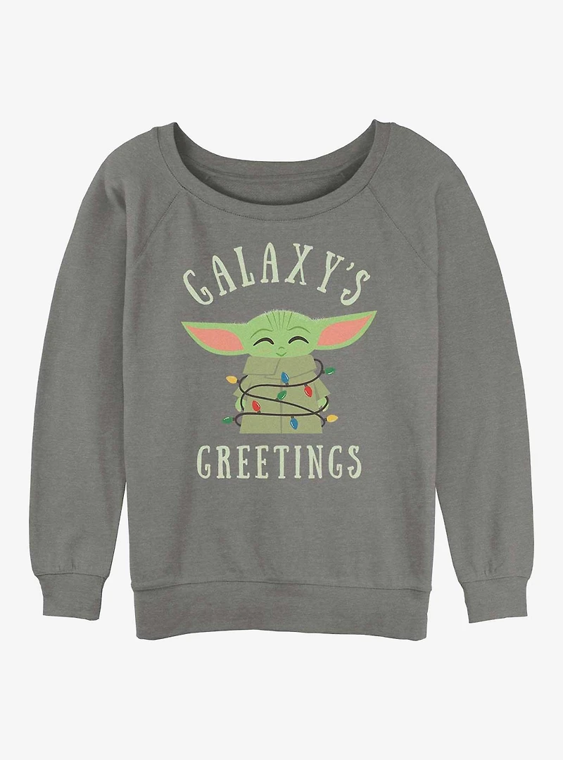 Star Wars The Mandalorian Christmas Lights Womens Slouchy Sweatshirt
