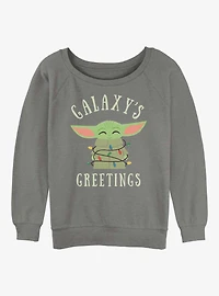 Star Wars The Mandalorian Christmas Lights Womens Slouchy Sweatshirt
