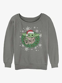 Star Wars The Mandalorian Galactic Holiday Wreath Womens Slouchy Sweatshirt