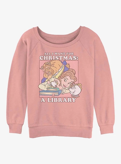 Disney Princesses Belle Christmas Womens Slouchy Sweatshirt