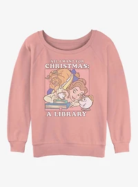 Disney Princesses Belle Christmas Womens Slouchy Sweatshirt