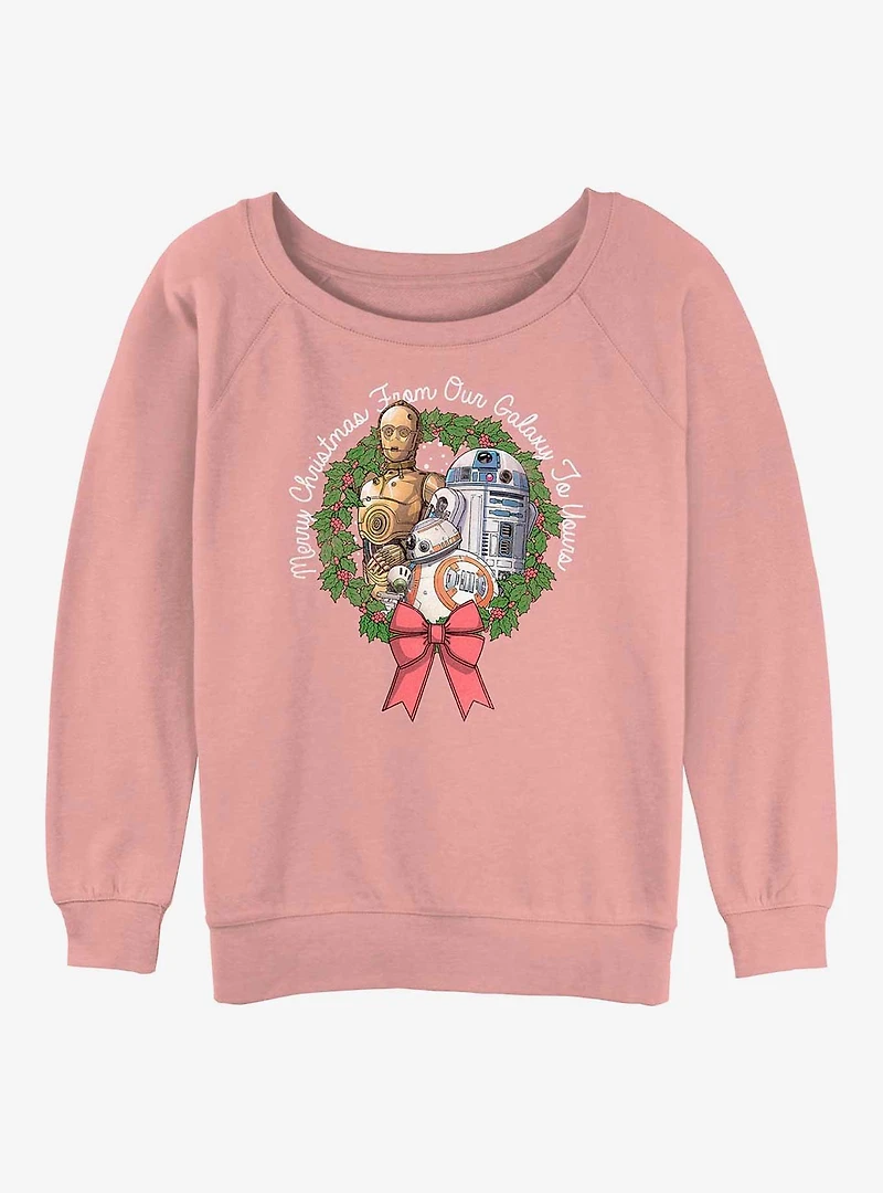 Star Wars: The Rise Of Skywalker Droid Holiday Greetings Womens Slouchy Sweatshirt
