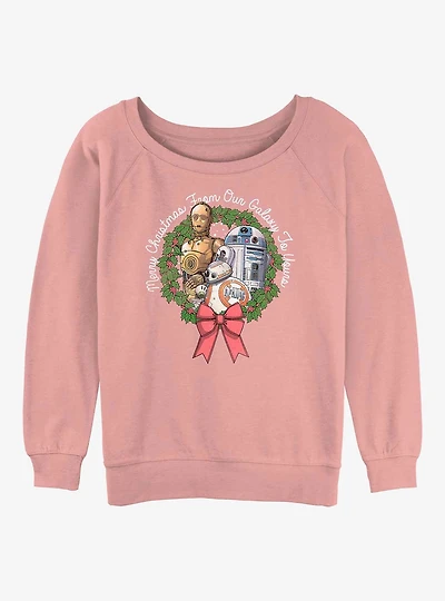 Star Wars: The Rise Of Skywalker Droid Holiday Greetings Womens Slouchy Sweatshirt
