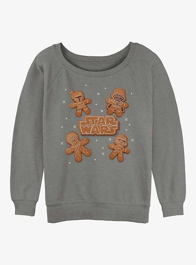 Star Wars Galactic Gingerbread Cookies Logo Womens Slouchy Sweatshirt