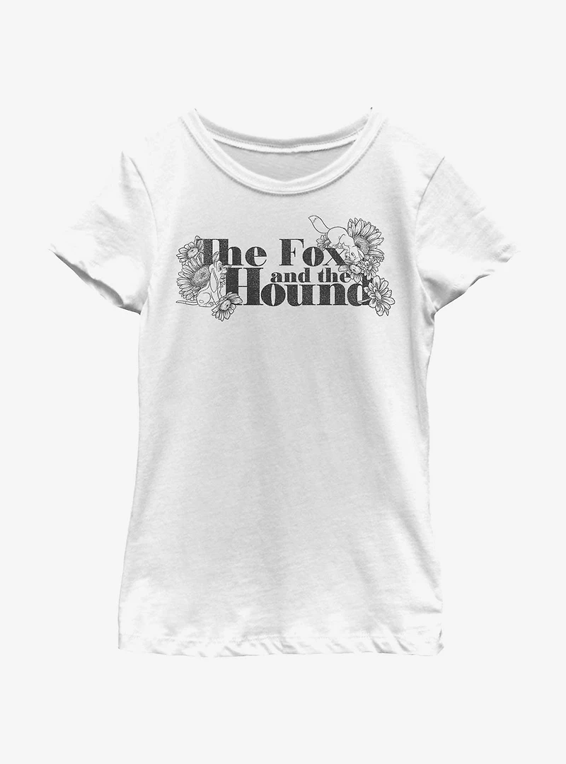 Disney the Fox and Hound Floral Logo Youth Girls T-Shirt