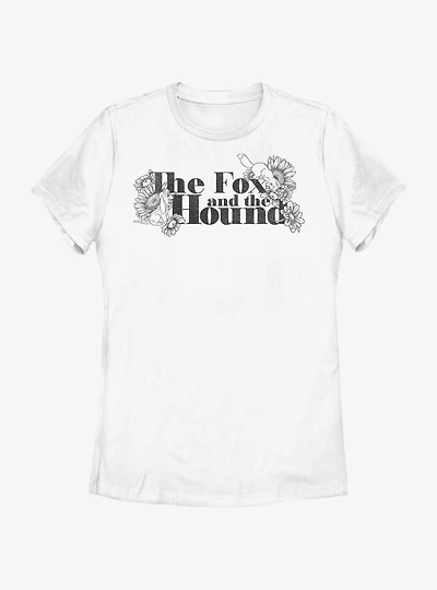 Disney the Fox and Hound Floral Logo Womens T-Shirt