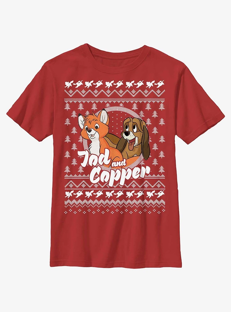 Disney the Fox and Hound Tod Copper Ugly Christmas Youth T-Shirt