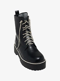 Azalea Wang Silver Bling Combat Boots