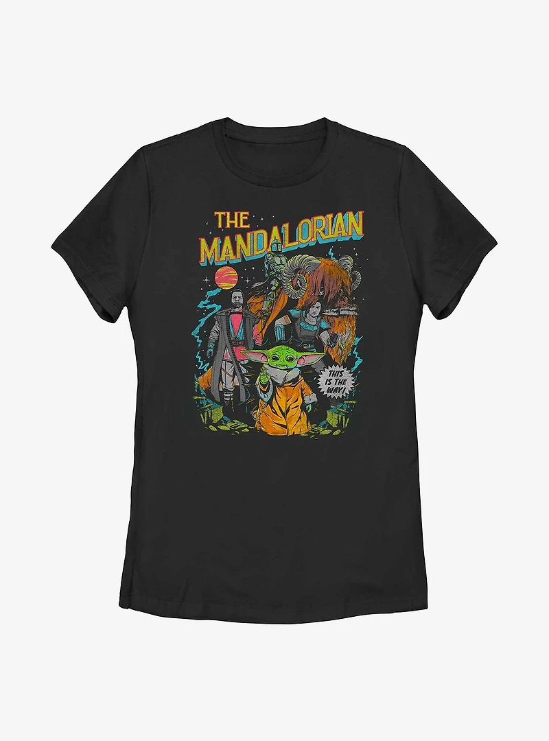 Star Wars The Mandalorian Neon Poster Womens T-Shirt