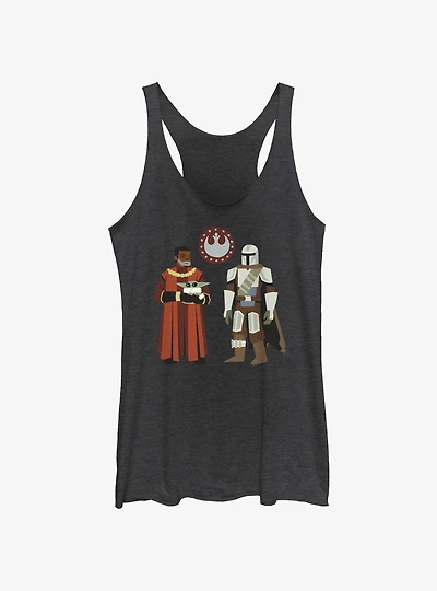 Star Wars The Mandalorian Greef Karga, Grogu, and Mando Womens Tank Top