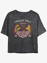 Stranger Things Demon Hellfire Club Mineral Wash Womens Crop T-Shirt