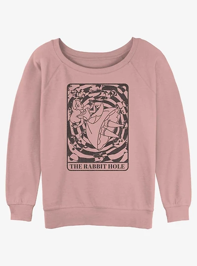 Disney Alice Wonderland Rabbit Hole Card Womens Slouchy Sweatshirt