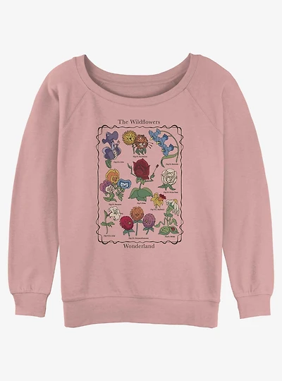 Disney Alice Wonderland The Wildflowers Womens Slouchy Sweatshirt