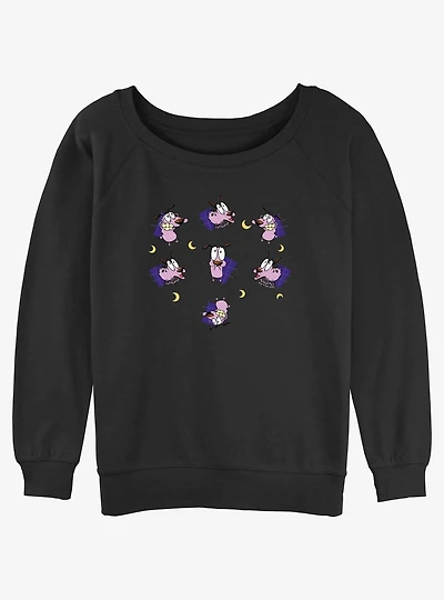 Cartoon Network Courage the Cowardly Dog Scary Night Womens Slouchy Sweatshirt