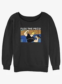 Cartoon Network Johnny Bravo Flex The Pecs Womens Slouchy Sweatshirt