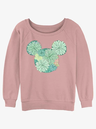Disney Mickey Mouse Succulents Womens Slouchy Sweatshirt