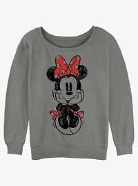 Disney Minnie Mouse Sitting Sketch Womens Slouchy Sweatshirt