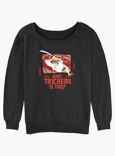 Cartoon Network Samurai Jack Trickery Jump Womens Slouchy Sweatshirt