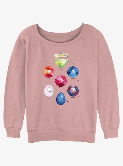 Cartoon Network Steven Universe Watercolor Gems Womens Slouchy Sweatshirt