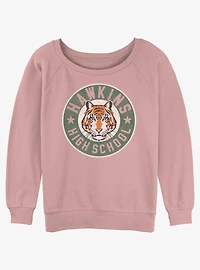 Stranger Things Hawkins High Tiger Emblem Womens Slouchy Sweatshirt