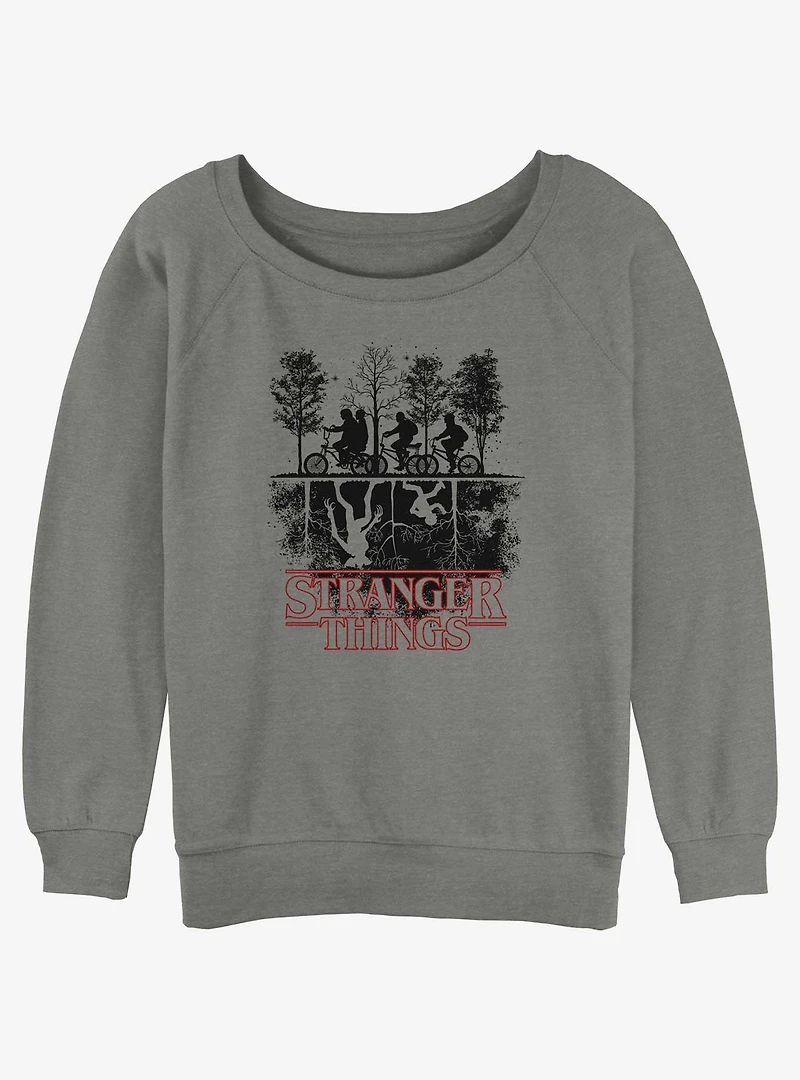 Stranger Things Upside Down Bike Ride Womens Slouchy Sweatshirt
