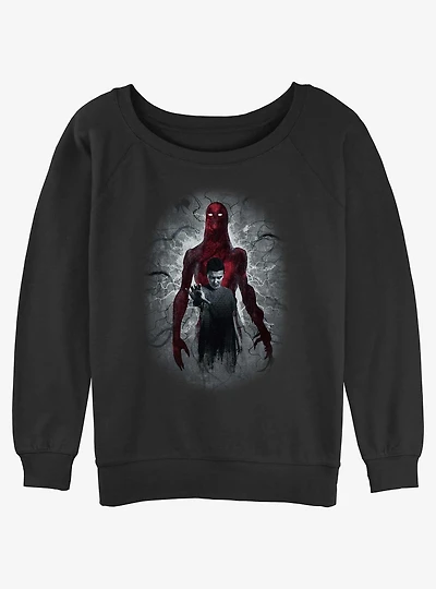 Stranger Things Vecna and Eleven Womens Slouchy Sweatshirt