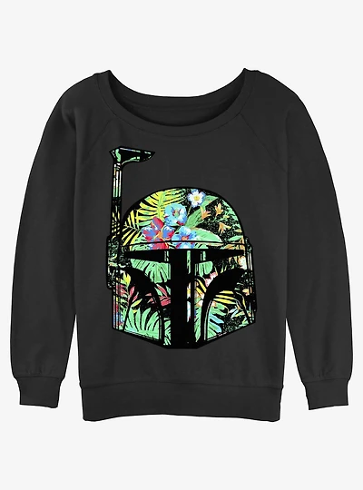 Star Wars Tropical Boba Helmet Womens Slouchy Sweatshirt
