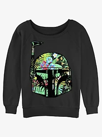 Star Wars Tropical Boba Helmet Womens Slouchy Sweatshirt