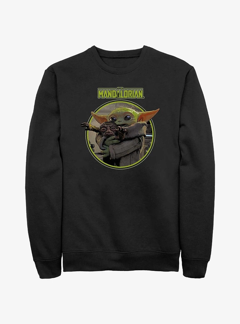 Star Wars The Mandalorian Grogu Hugging An Anzellan Sweatshirt Hot Topic Web Exclusive