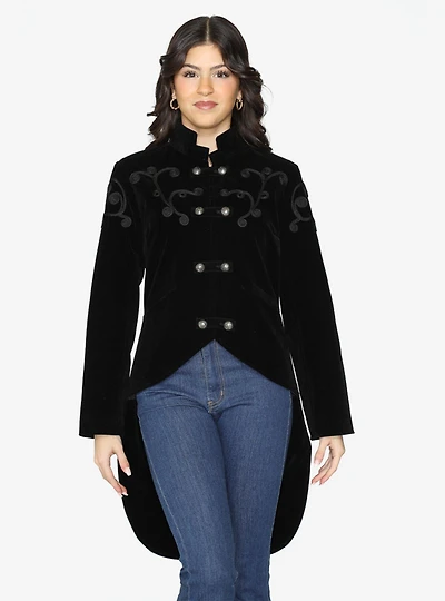Black Velvet Tailed Jacket